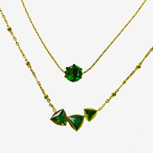 Everyday Exquisite Emerald Necklace | Anti Tarnish Emerlad Geometry Necklace | Green Solitaire Necklace